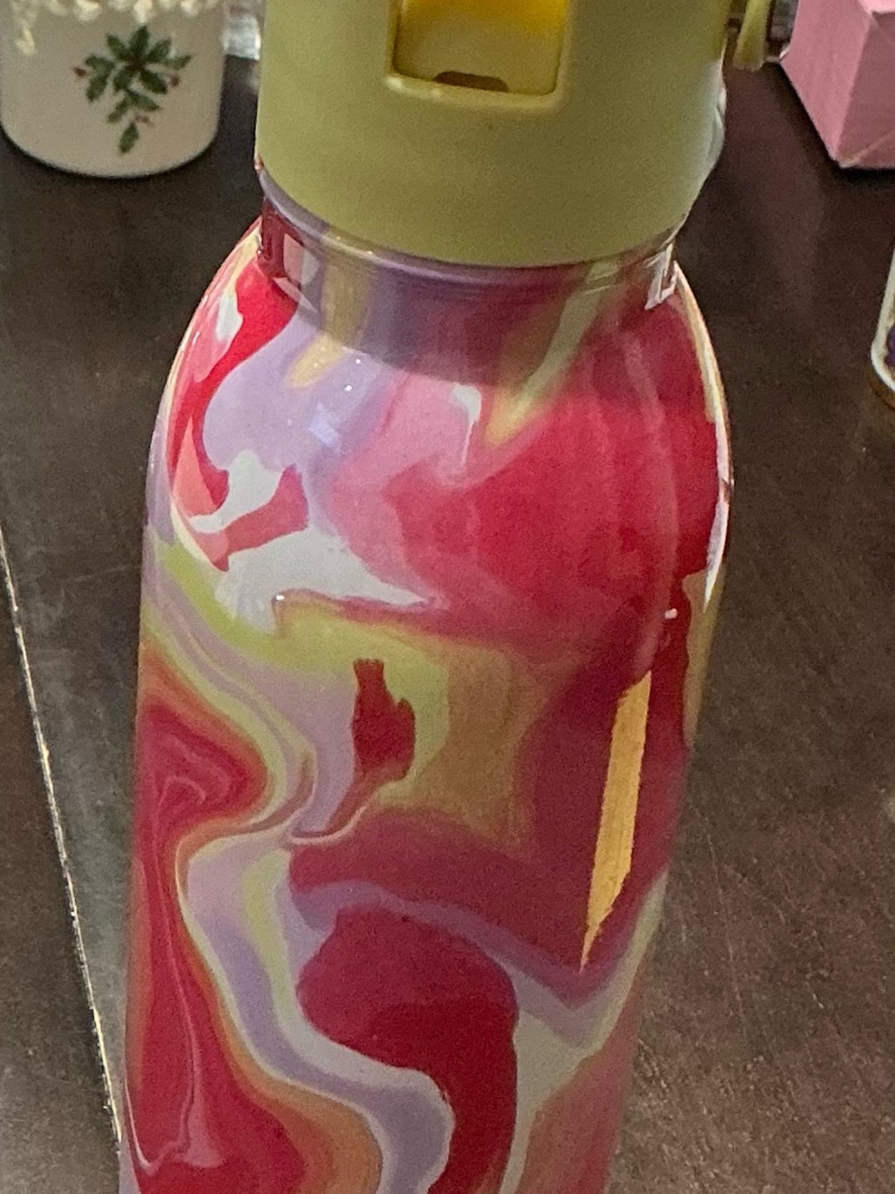 Colorful Marble Stainless Steel Water Bottle - Pink & Green - Brand new